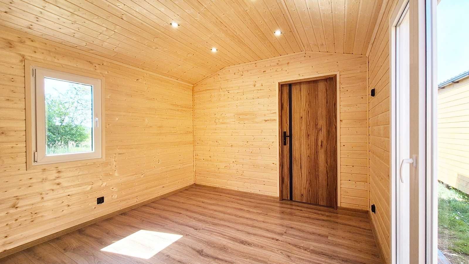 Dom modułowy Śnieżka 35m, Wełna Styropian Tynk, Podłogówka Rekuperacja