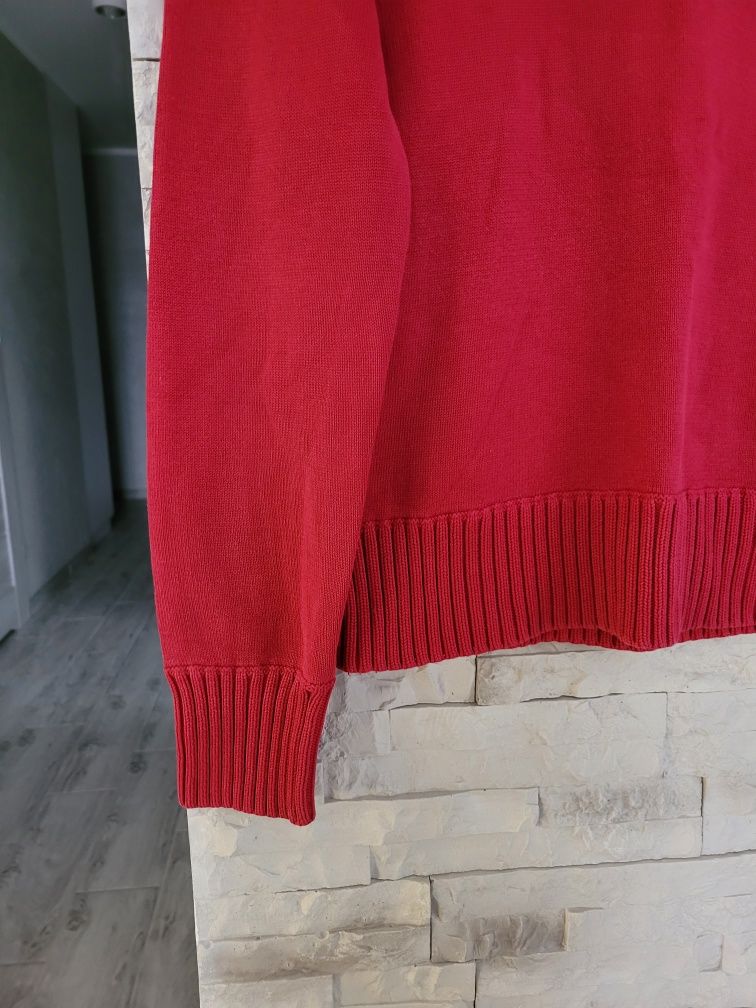 Czerwony sweter z golfem ze ściągaczem Esprit 100% bawełna M
