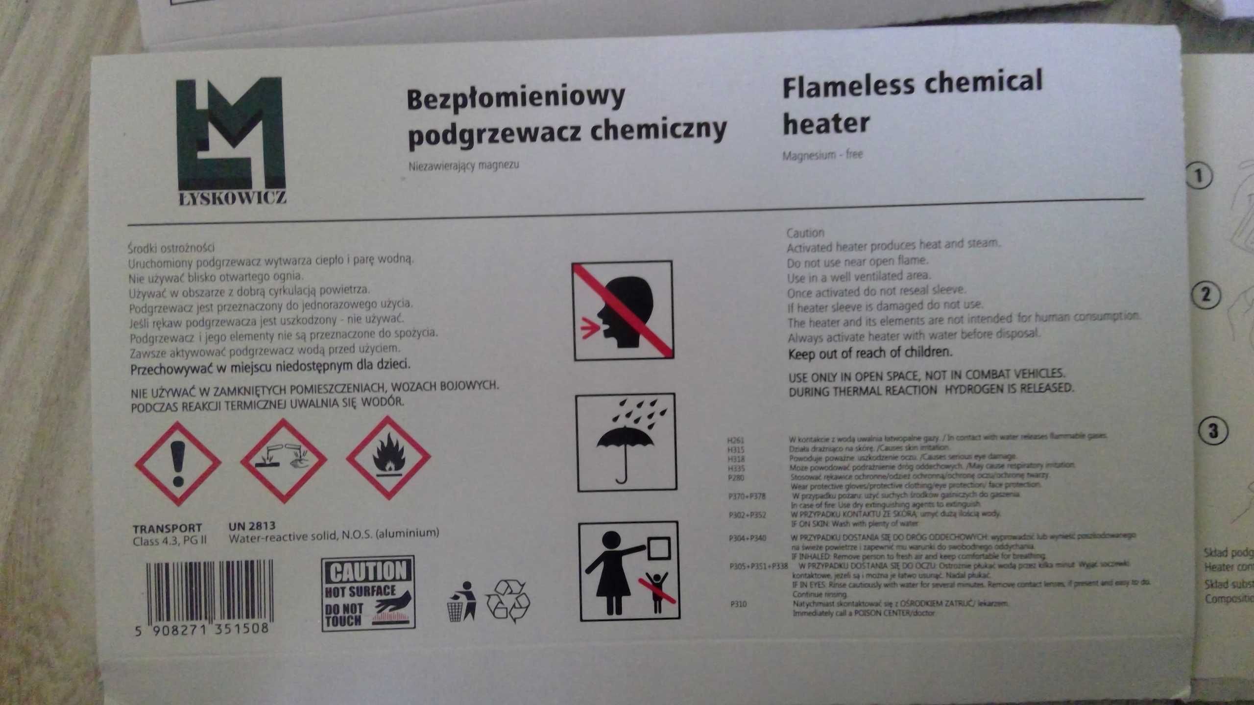 Bezpłomieniowy Chemiczny Podgrzewacz posiłków