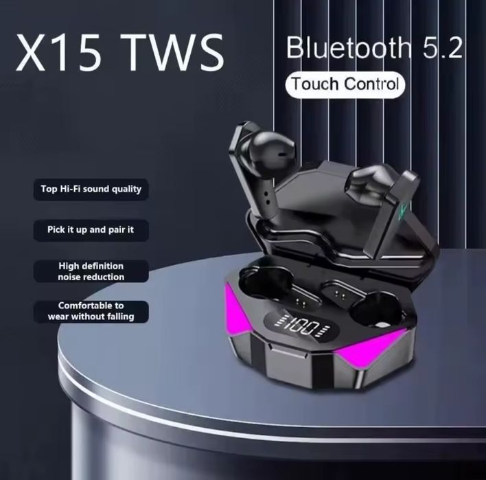 HOBI Навушники X15 TWS Bluetooth Бездротові навушники для геймерів