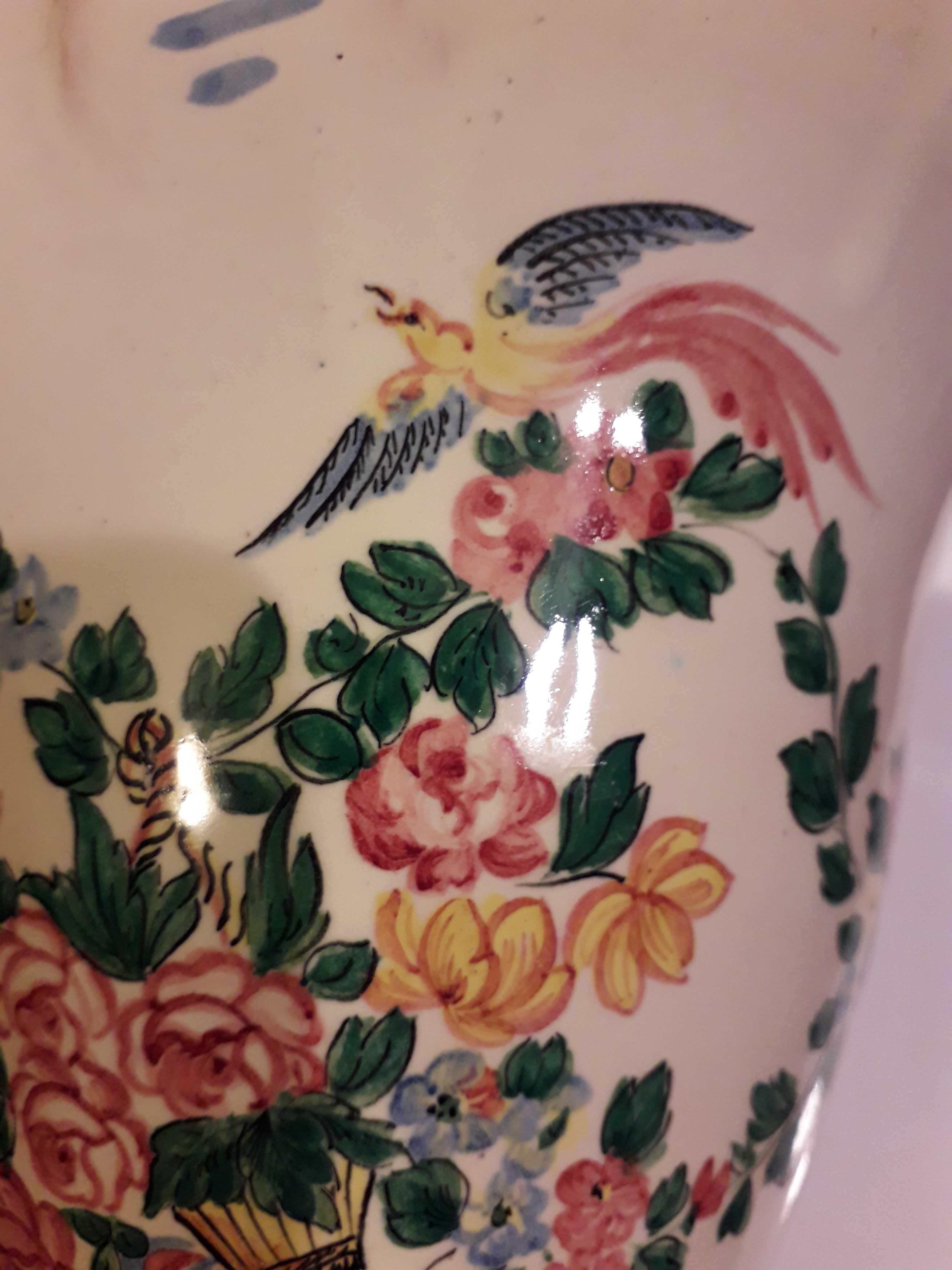 Koszyk pojemnik ręcznie malowany sygnowany ceramiczny porcelanowy