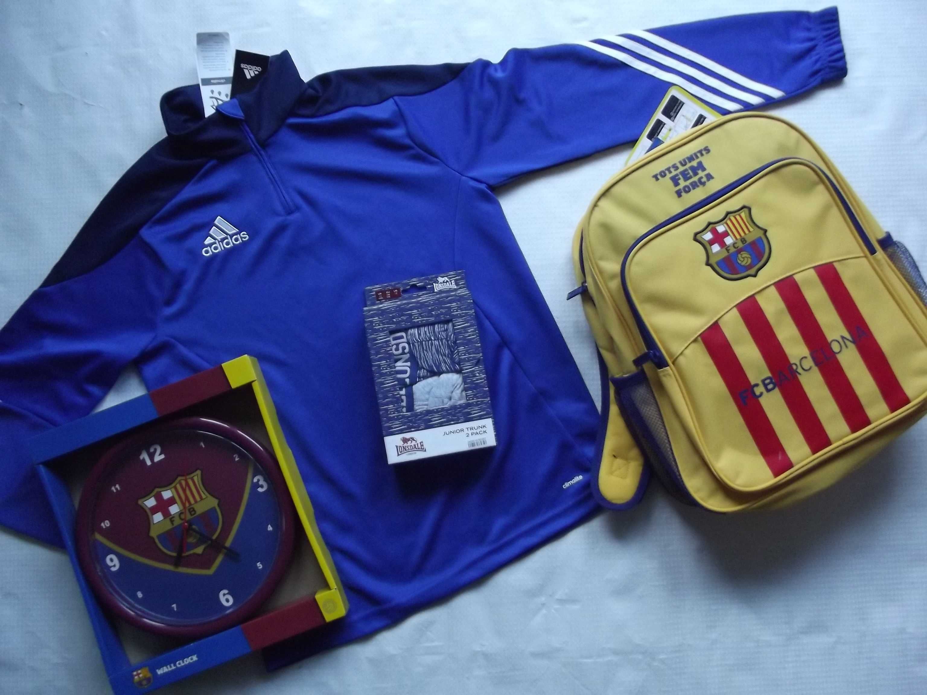Bluza adidas dla chłopca 158cm FC Barcelona plecak zegar + bokserki 2x