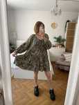 H&M sukienka kolorowa babydoll letnia oversize bufiaste rękawy M L XL