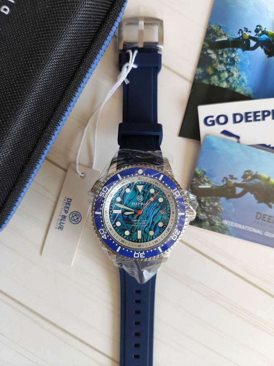 Наручные часы НОВЫЕ Seiko Deep Blue дайверы 44 мм Синий Абалон