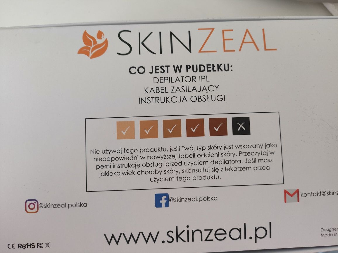 Nowy depilator IPL skin zeal trwałe usuwający owłosienie super cena