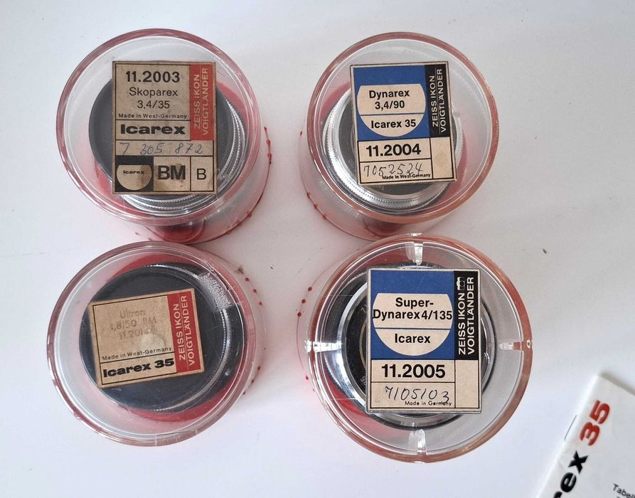 Zeiss Ikon Icarex 35CS (1968), 5 Lentes Zeiss/Voigtländer e acessorios