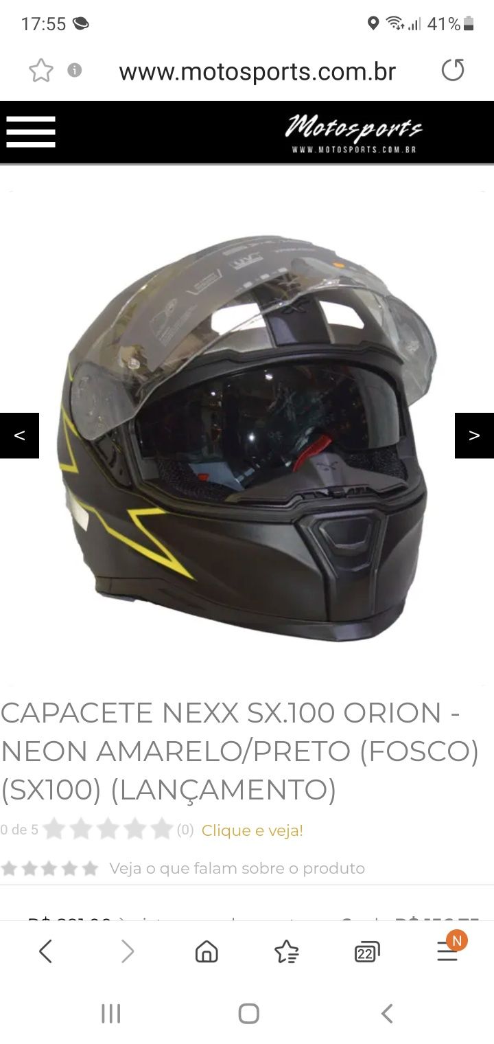 Capacete Nexx S100 Orion Neon Excelente estado