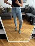 ZARA Mom fit, High rise, podarty jeans, niebieskie, roz. 36