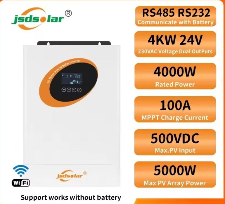 Гібридний сонячний інвертор Jsdsolar 4kw 24v WiFi