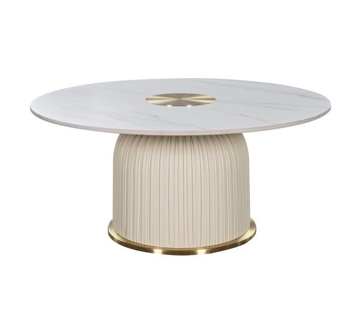 Nowoczesny stolik kawowy ryflowany plisowany z marmurkowym blatem