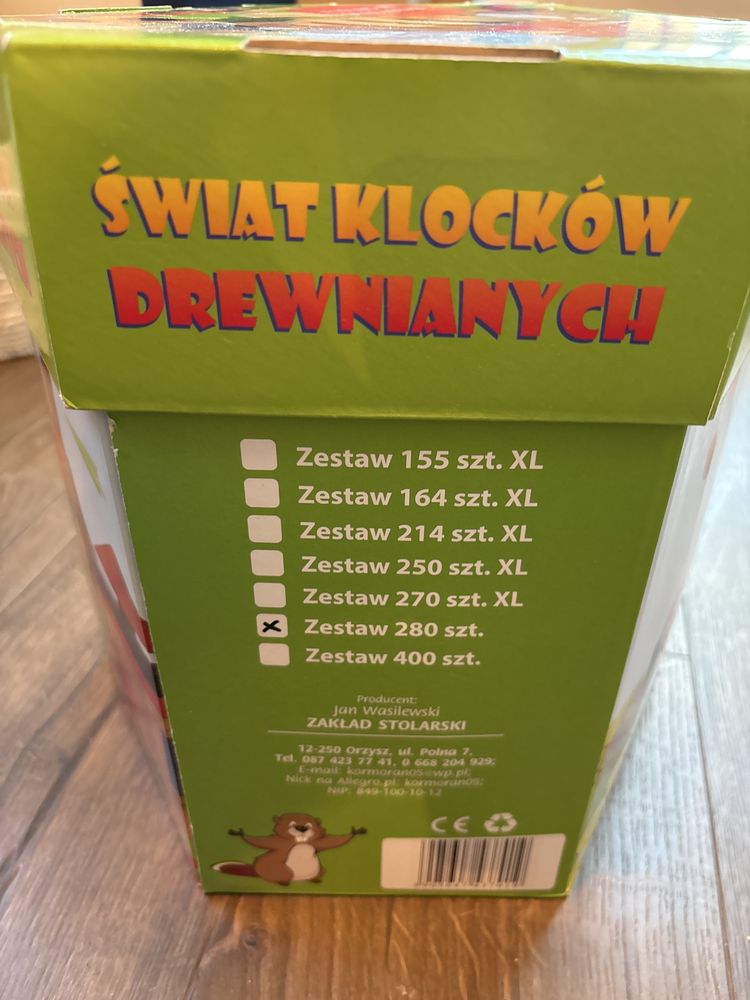 Klocki drewniane swiat klockow 280 elementow
