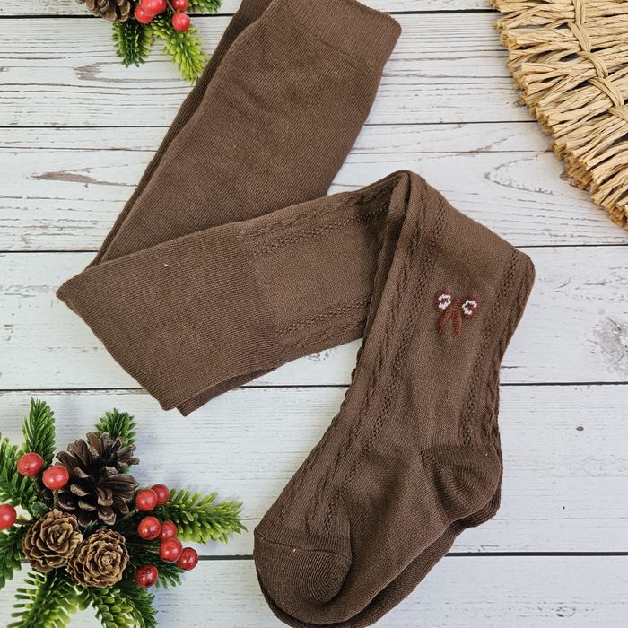 Nowe rajstopy 4-6 lat brązowe czekoladowe z kokardkami chocolate hit