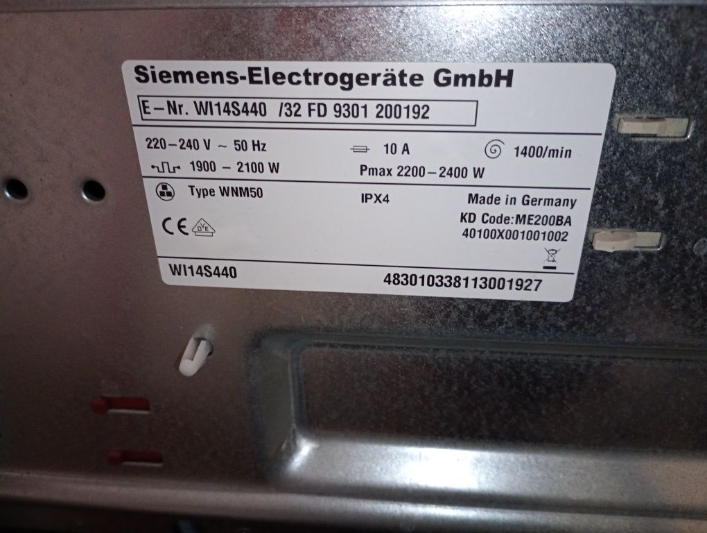 Pralka do zabudowy Siemens