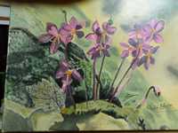 "flores de um mundo verde" pintura a óleo, da artista Celeste Relvas