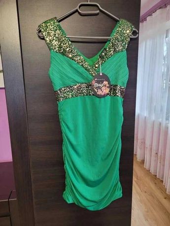 Muse sukienka nowa zielona na  ramiączkach z cekinami rozm.S (36)
