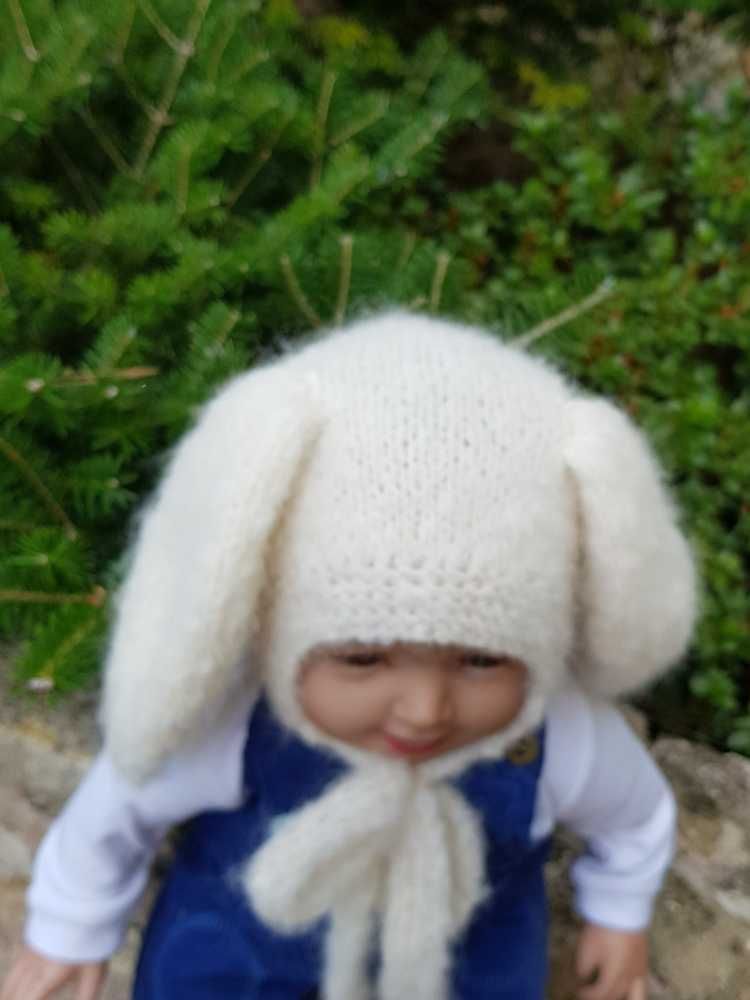 Czapka Biały Króliczek 38/40 alpaka/merynos
