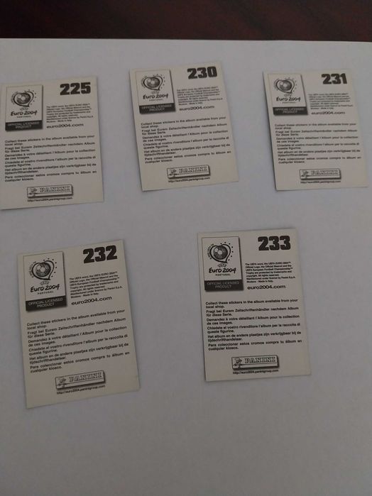 Lote 5 cromos autocolantes, Euro 2004, futebol, Itália, jogadores