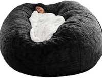 Pufe XXL com Enchimento – Super Macio e Confortável – 150x75cm Preto