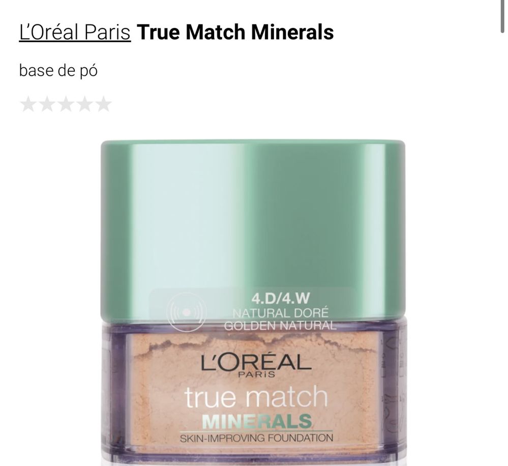 True match minerals L’Oréal Paris (base em pó mineral)