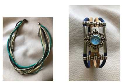 Caixa com bijuteria: pulseiras e fios
