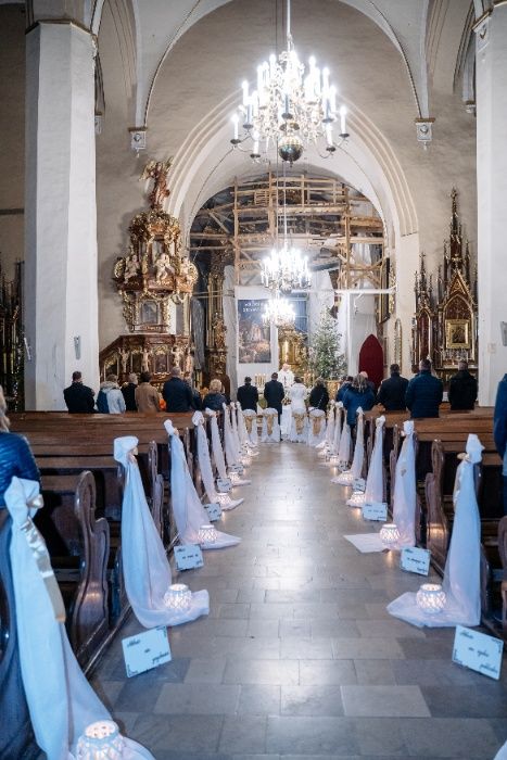 WASZ DZIEŃ dekoracja kościoła ślub wesele tiul woal lampion