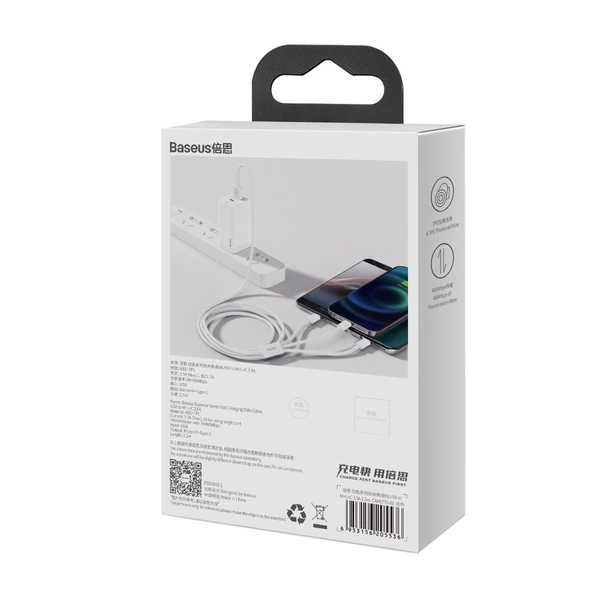 Kabel Baseus 3in1 USB-A - USB-C / Lightning / micro USB 0,5 m - biały