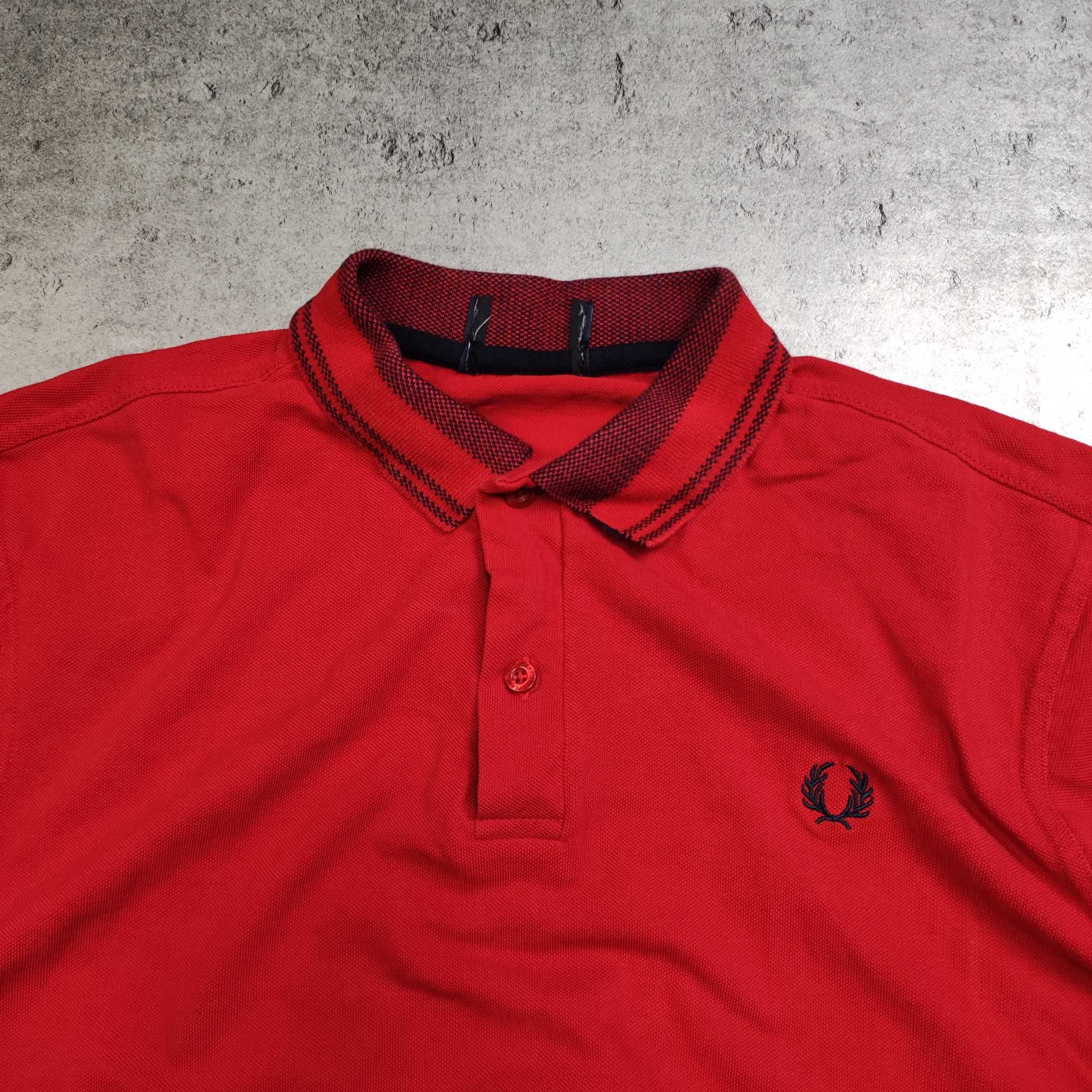 MĘSKA Koszulka Polo Elegancka Czerwona Bawełna PREMIUM Fred Perry
