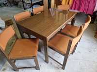 Stare krzesła 6 szt  PRL komplet stół rozkładany lakierowany