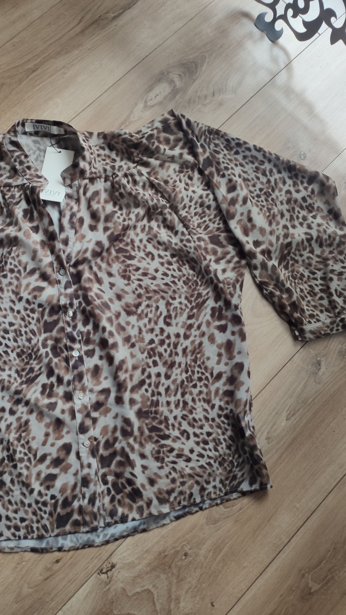 Koszula bluzka pantera panterka stójka rozmiar L - XL Nowa z metką