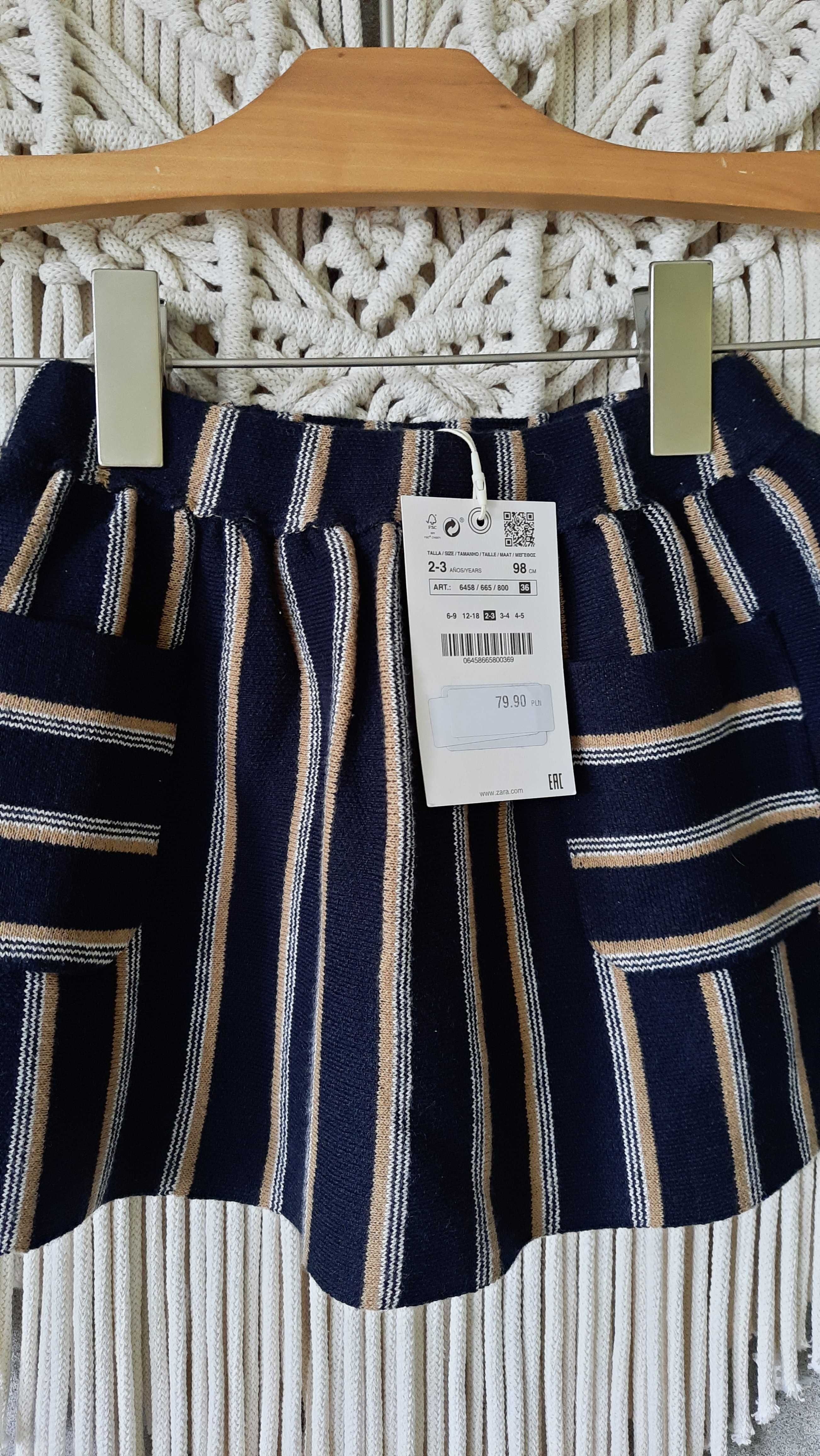 Zara czarna spódniczka w paski R 98 z kieszeniami