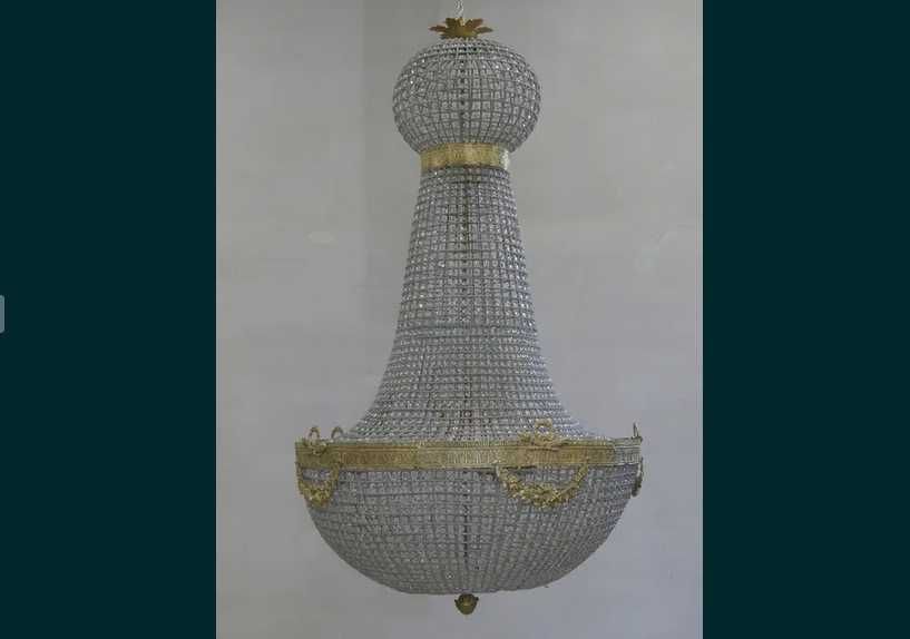 KRYSZTAŁOWA LAMPA- gruszka ŻYRANDOL 150 cm duża fi 80