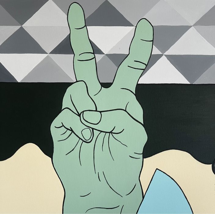 Obraz akrylowy ręcznie malowany na płótnie bawełnianym 80x80cm