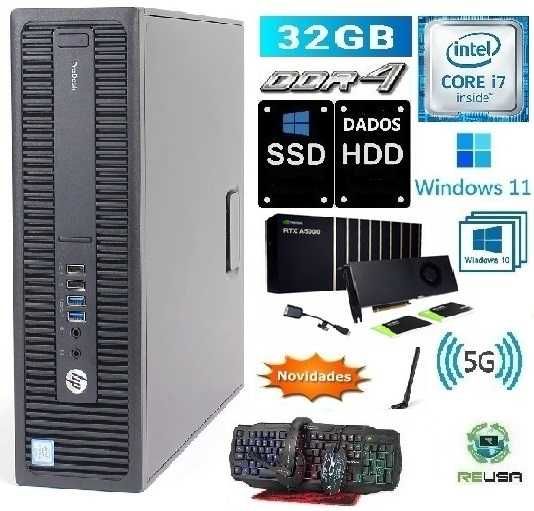 Gamer 24! Pç-6ªGr. I7-3.4Ghz|32Gb|SSD512+HDD500|RTX2000-6Gb|5G|W10|W11