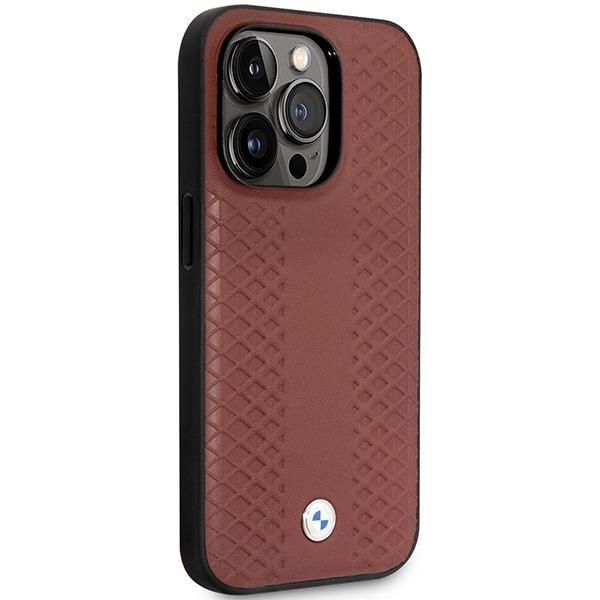 Etui Skórzane BMW Leather Diamond Pattern do iPhone 14 Pro Max