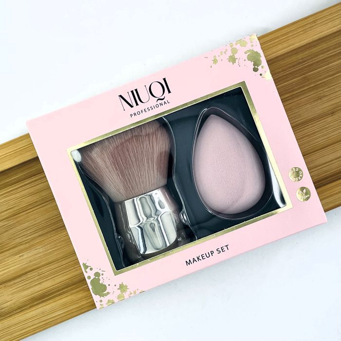 Niuqi Makeup Set Zestaw Pędzel Kabuki Z Gąbeczką 3d