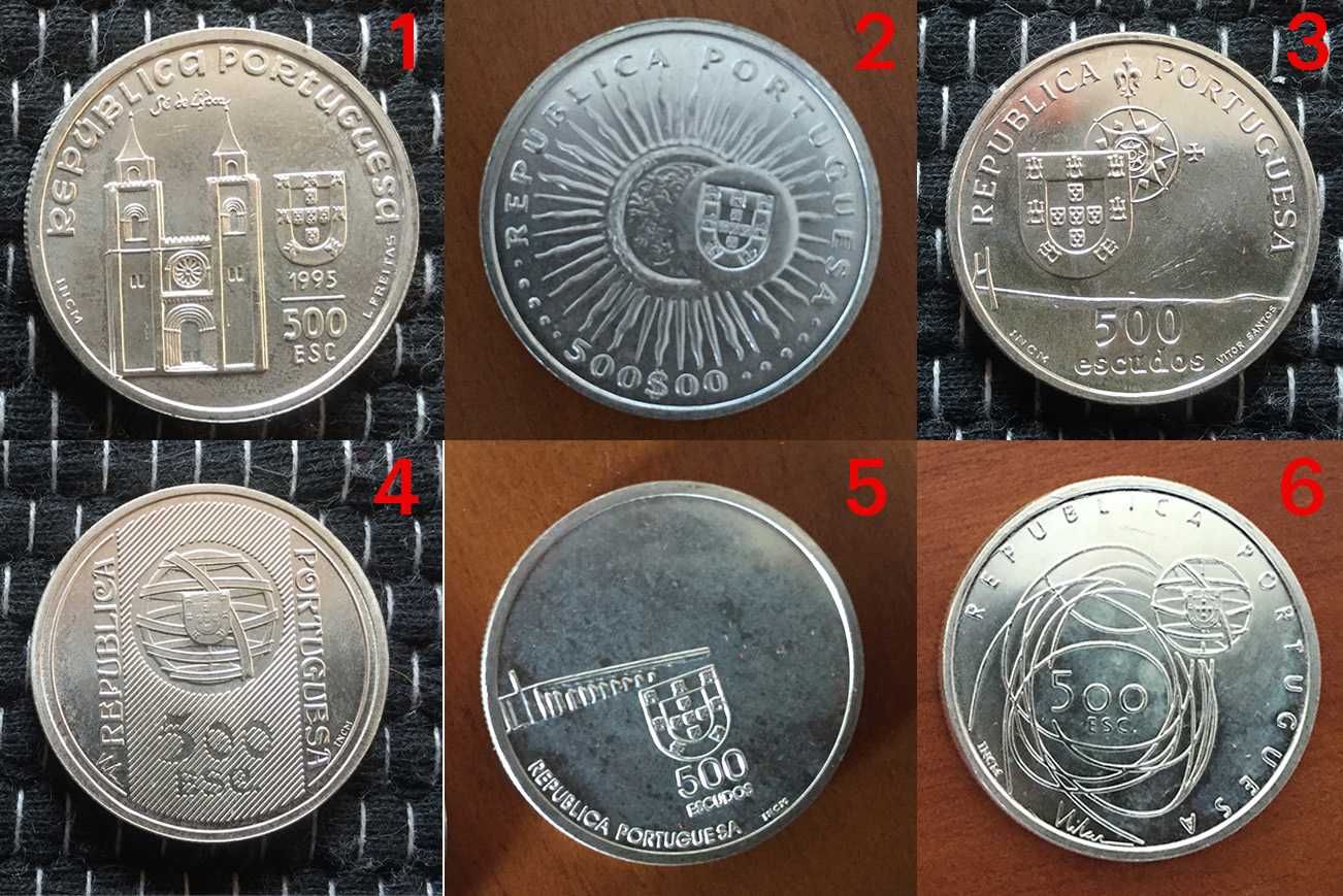 Moedas comemorativas 500 escudos várias preço unidade