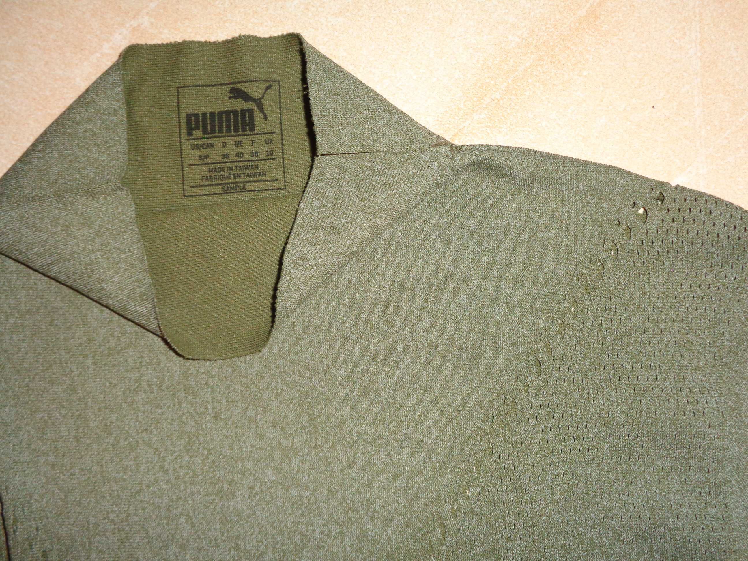 PUMA Sample khaki termoaktywna bluzka długi rękaw do biegania półgolf