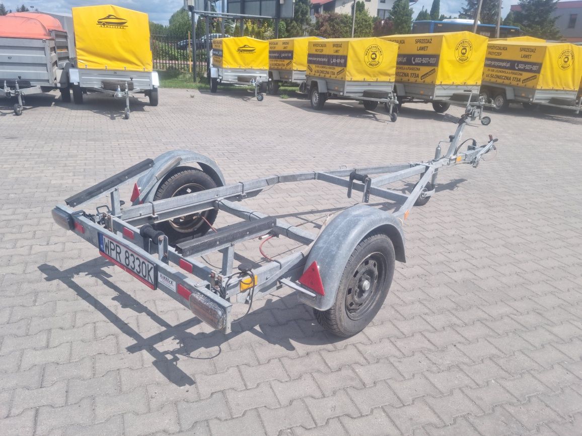 Przyczepa podłodziowa hamowana ponton skuter łódź hamowana 500 kg oś l