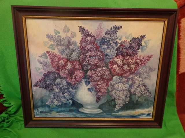 Obraz olejny motyw kwiaty 56 X 46 cm