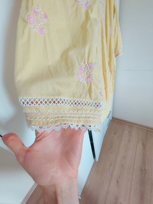 Tunika indyjska kameez haft kwiaty Bollywood orient hippie boho unikat