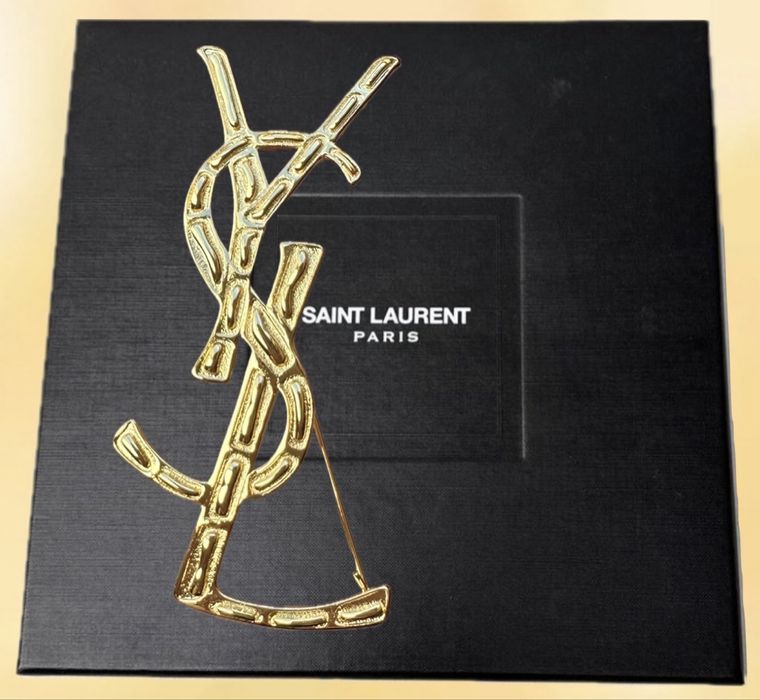 Broszka YSL złota 6,5 cm