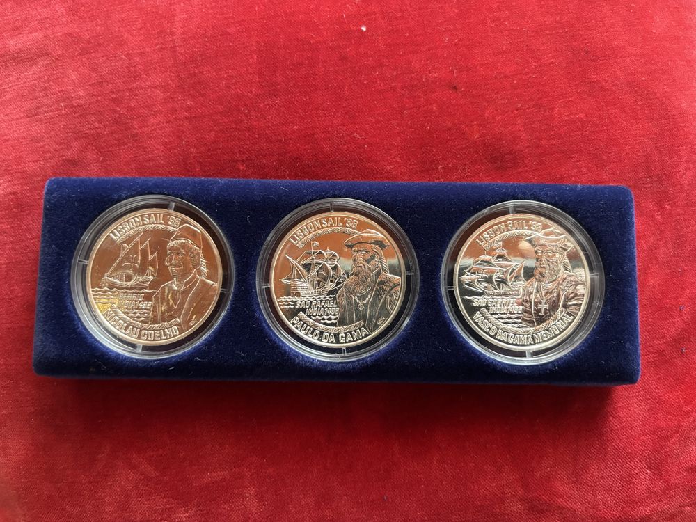Regata VASCO DA GAMA 1998, conjunto de 3 moedas em prata