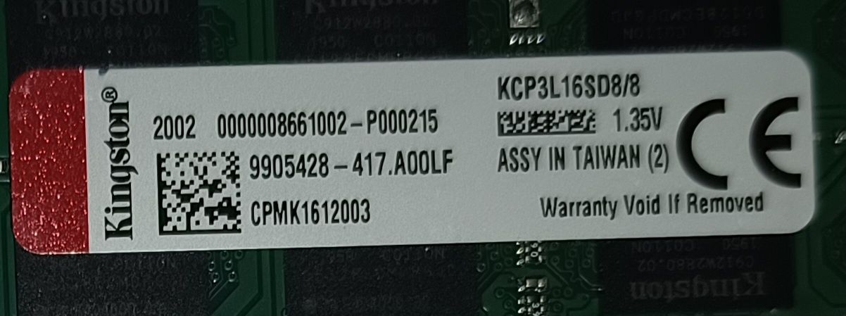 Оперативная память для ноутбука KINGSTON DDR3L 8gb оригинал KCP3L16SD