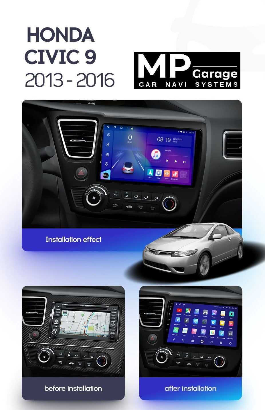 HONDA CIVIC 9 Radio Android 4G LTE Apple CarPlay/AA Qled Montaż!!!