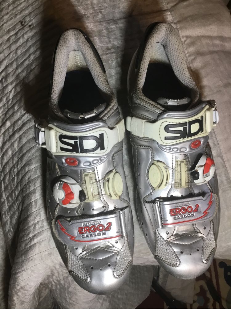 Велотуфли шоссейные Sidi ergo2 carbon p.39 (25 cm) на трещетке и boa