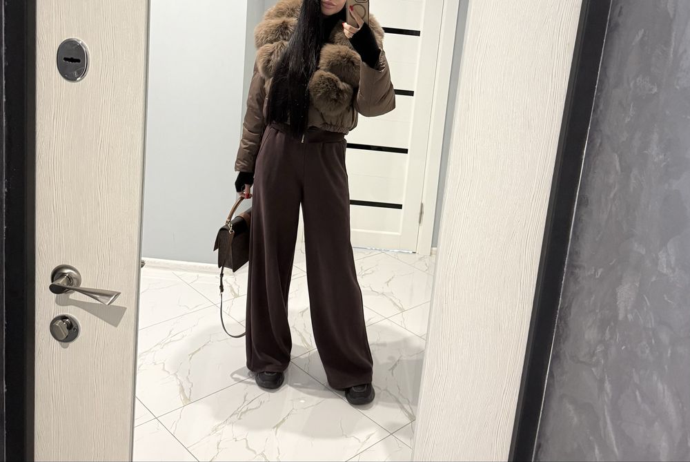 Жіноча трендова куртка,біо пух,натуральне хутро