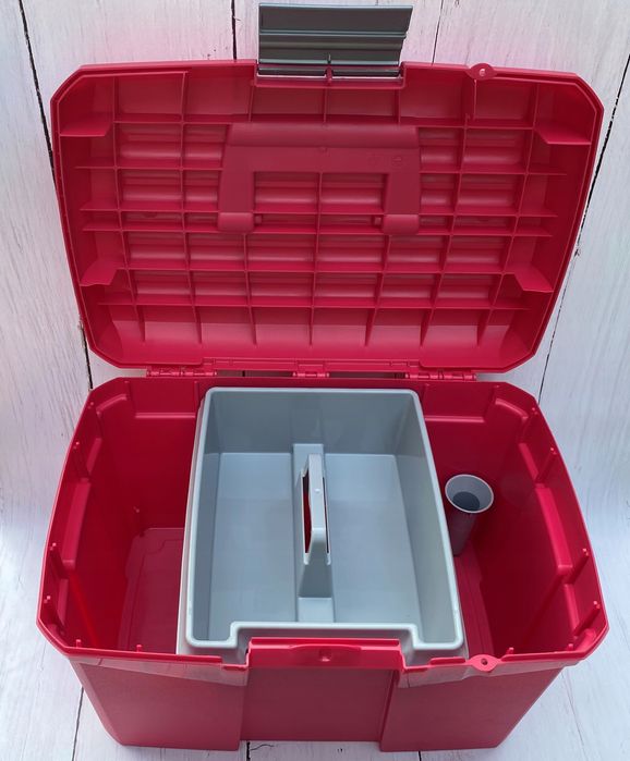 Skrzynka na szczotki dla konia koni Premium - malinowa