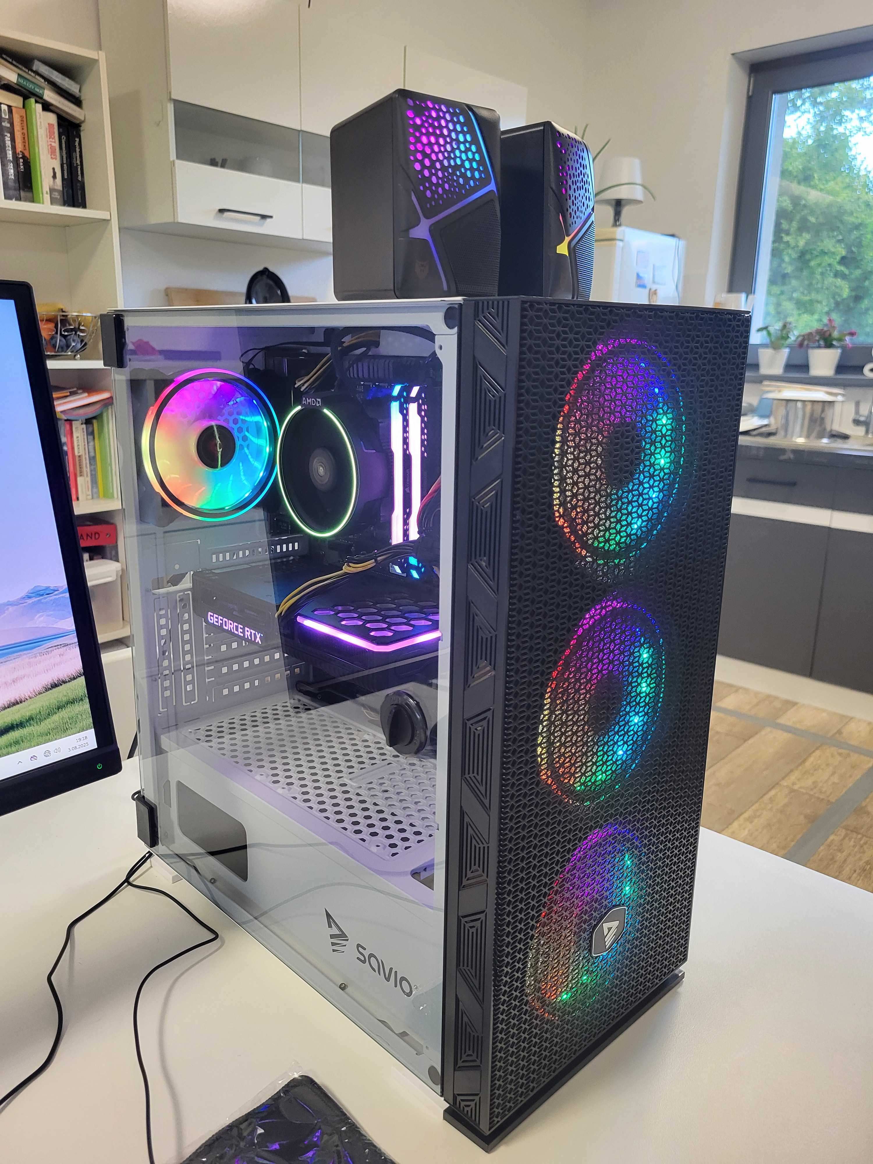 Komputer gamingowy do gier Ryzen 7 2700 2TB SSD RTX 3060Ti LED pilot