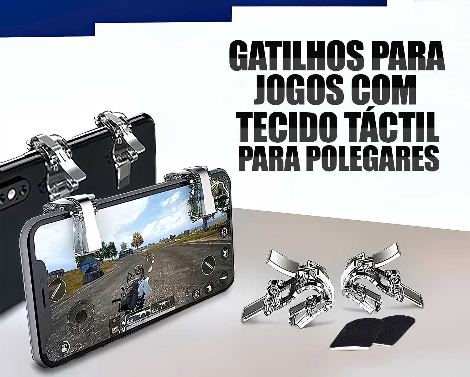 Gatilhos para jogos no telemovel – Tecido tactil para dois polegares