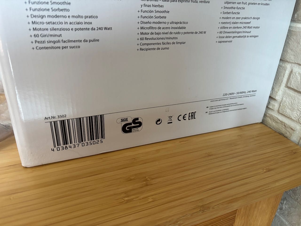 Wyciskarka wolnoobrotowa Caso SJW400 W Produkt nie kompletny